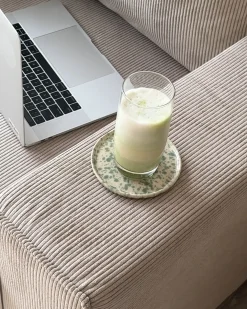 Hjørnesovesofa 3 personers ABACKA Fløjl Beige Højrevendt