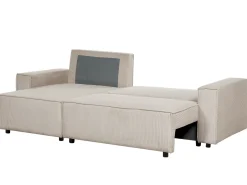 Hjørnesovesofa 3 personers ABACKA Fløjl Beige Højrevendt