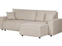 Hjørnesovesofa 3 personers ABACKA Fløjl Beige Venstrevendt