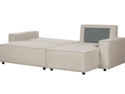 Hjørnesovesofa 3 personers ABACKA Fløjl Beige Venstrevendt