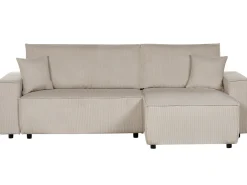 Hjørnesovesofa 3 personers ABACKA Fløjl Beige Venstrevendt