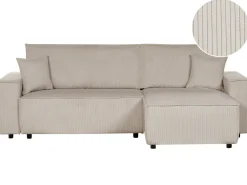 Hjørnesovesofa 3 personers ABACKA Fløjl Beige Venstrevendt