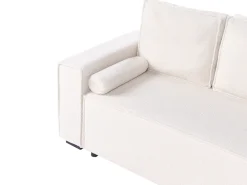 Hjørnesovesofa 3 personers EDANE Boucle Cremehvid med opbevaring Venstrevendt