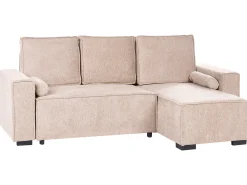Hjørnesovesofa 3 personers EDANE Beige med opbevaring Venstrevendt