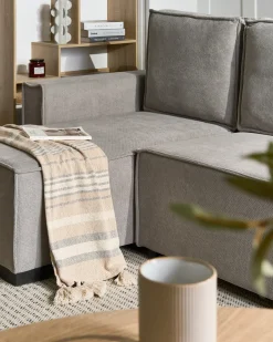 Hjørnesovesofa 3 personers EDANE Grå med opbevaring Højrevendt