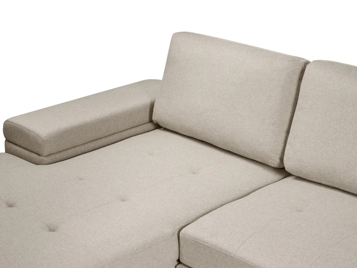 Hjørnesovesofa 3 personers HRISEY Kunstlinned Beige med opbevaring Højrevendt