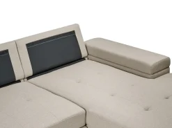 Hjørnesovesofa 3 personers HRISEY Kunstlinned Beige Venstrevendt
