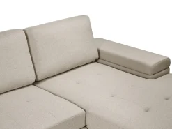 Hjørnesovesofa 3 personers HRISEY Kunstlinned Beige Venstrevendt