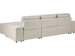 Hjørnesovesofa 3 personers HRISEY Kunstlinned Beige Venstrevendt