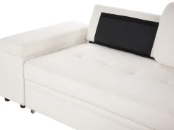 Hjørnesovesofa 3 personers HRISEY Boucle Hvid med opbevaring Venstrevendt