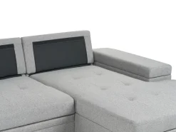 Hjørnesovesofa 3 personers HRISEY Kunstlinned Grå med opbevaring Venstrevendt