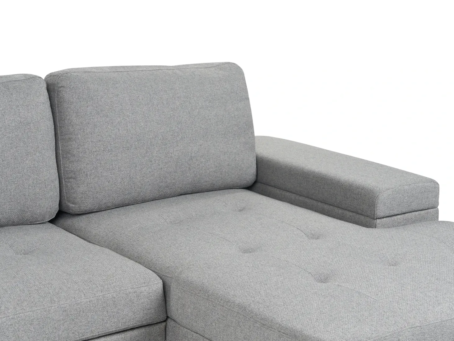 Hjørnesovesofa 3 personers HRISEY Kunstlinned Grå med opbevaring Venstrevendt