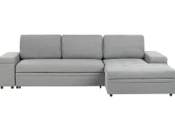 Hjørnesovesofa 3 personers HRISEY Kunstlinned Grå med opbevaring Venstrevendt