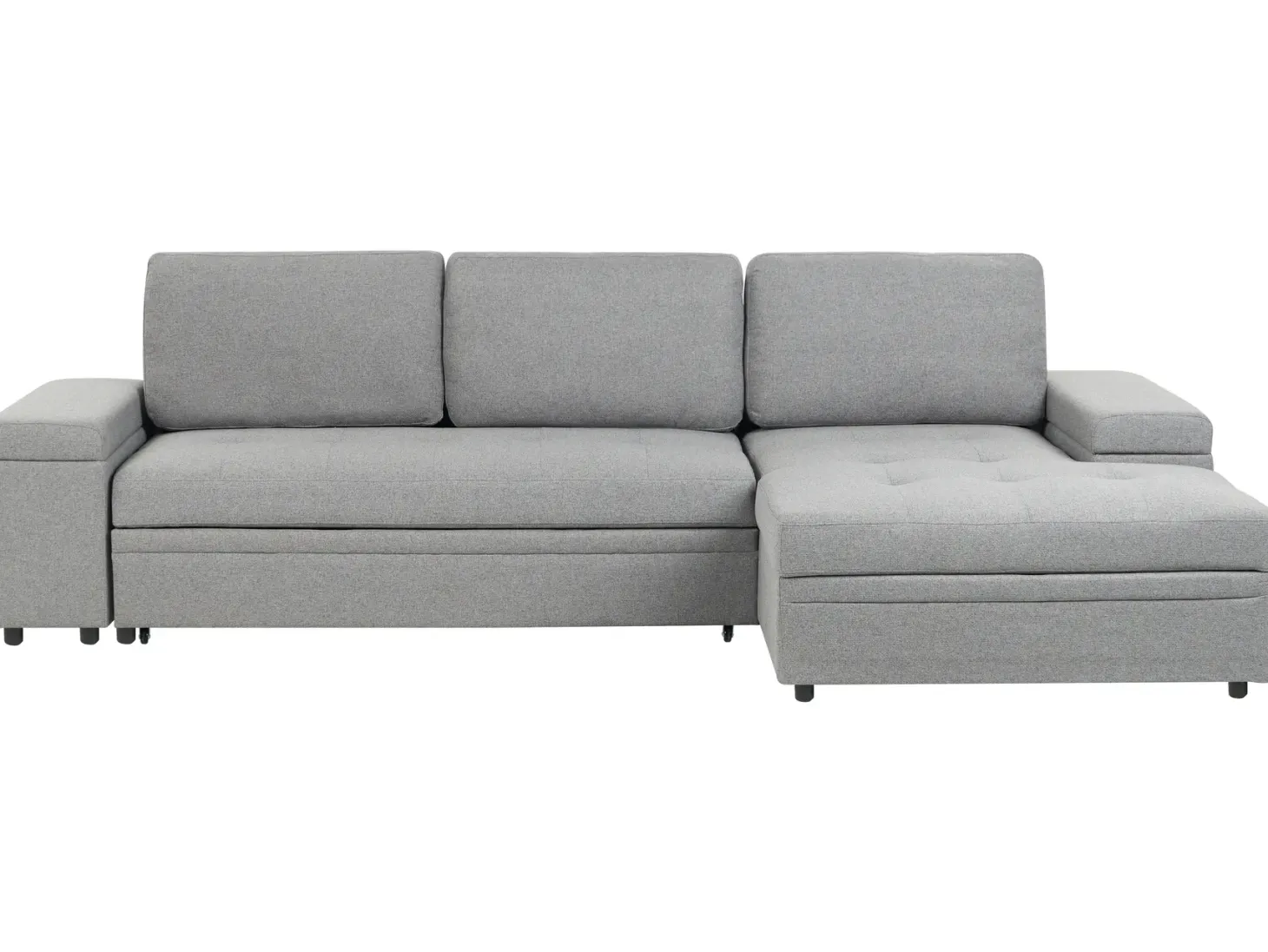 Hjørnesovesofa 3 personers HRISEY Kunstlinned Grå med opbevaring Venstrevendt
