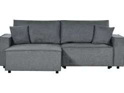 Hjørnesovesofa 3 personers KARILA Mørkegrå med opbevaring Højrevendt