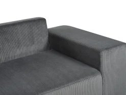 Hjørnesovesofa 3 personers LUSPA Fløjl Mørkegrå med opbevaring Venstrevendt