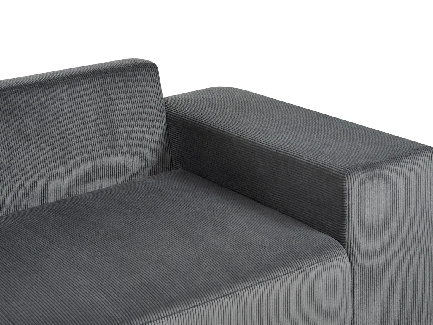 Hjørnesovesofa 3 personers LUSPA Fløjl Mørkegrå med opbevaring Venstrevendt