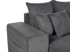 Hjørnesovesofa 3 personers LUSPA Fløjl Mørkegrå med opbevaring Højrevendt