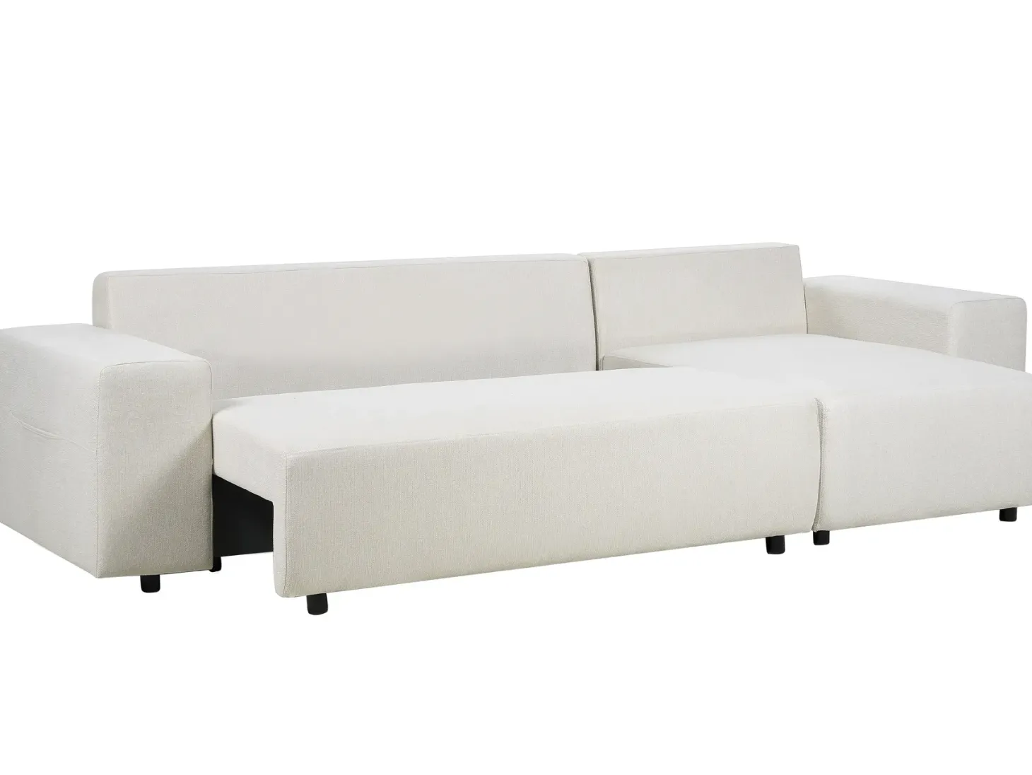 Hjørnesovesofa 3 personers LUSPA Lys Beige med opbevaring Venstrevendt