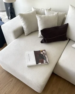 Hjørnesovesofa 3 personers LUSPA Lys Beige med opbevaring Højrevendt