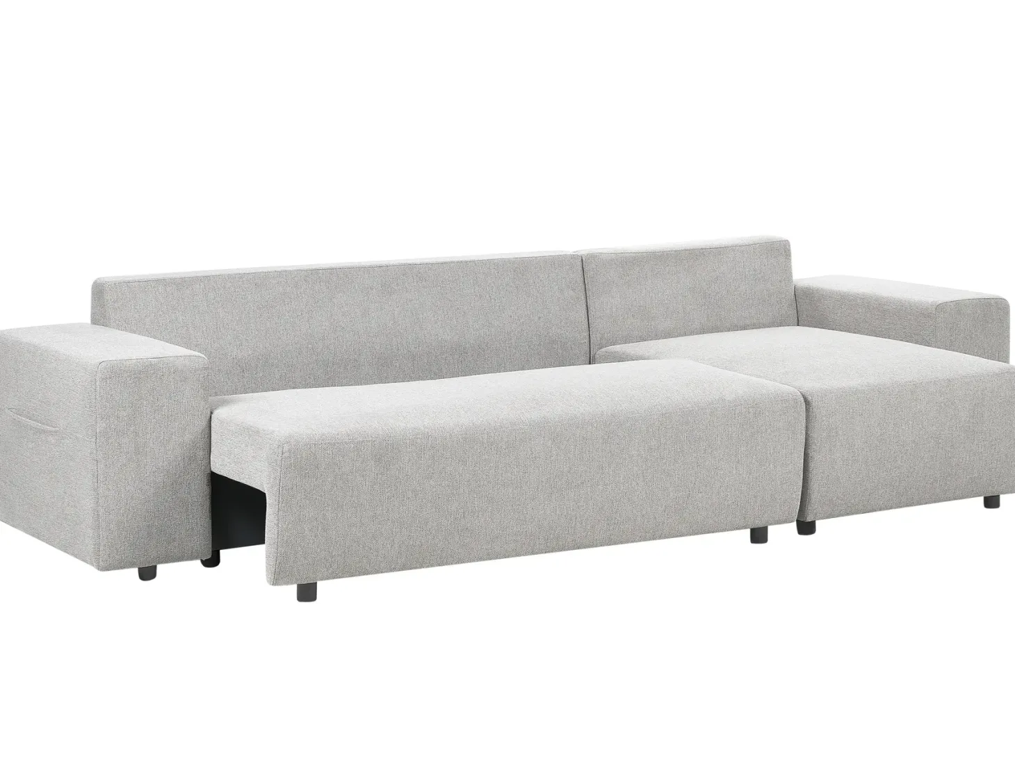 Hjørnesovesofa 3 personers LUSPA Lysegrå med opbevaring Venstrevendt