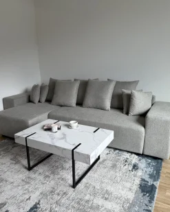 Hjørnesovesofa 3 personers LUSPA Lysegrå med opbevaring Højrevendt