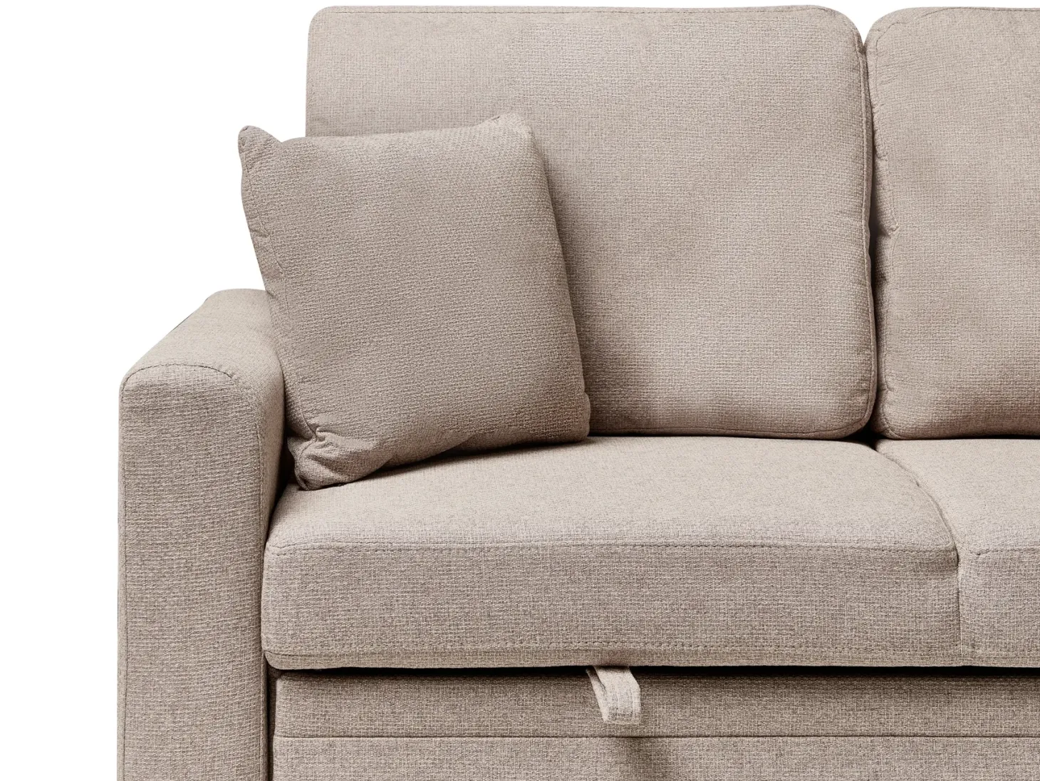 Hjørnesovesofa 3 personers NASSJO Kunstlinned Lysebrun med opbevaring Venstrevendt