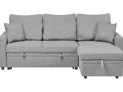 Hjørnesovesofa 3 personers NASSJO Kunstlinned Grå Venstrevendt
