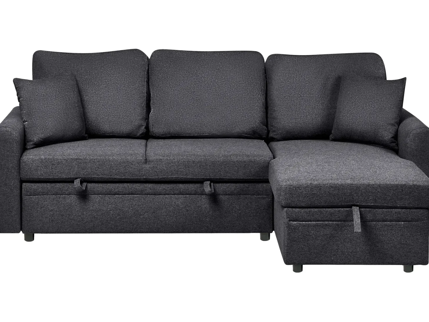 Hjørnesovesofa 3 personers NASSJO Kunstlinned Sort Venstrevendt