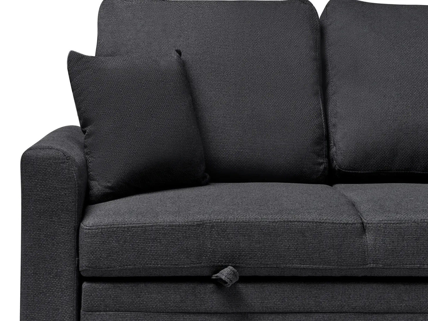 Hjørnesovesofa 3 personers NASSJO Kunstlinned Sort Venstrevendt