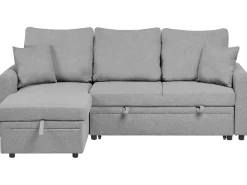 Hjørnesovesofa 3 personers NASSJO Kunstlinned Grå Højrevendt