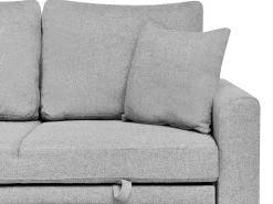 Hjørnesovesofa 3 personers NASSJO Kunstlinned Grå Højrevendt