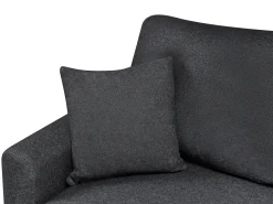 Hjørnesovesofa 3 personers NASSJO Kunstlinned Sort Højrevendt