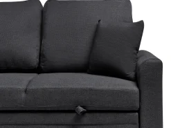 Hjørnesovesofa 3 personers NASSJO Kunstlinned Sort Højrevendt