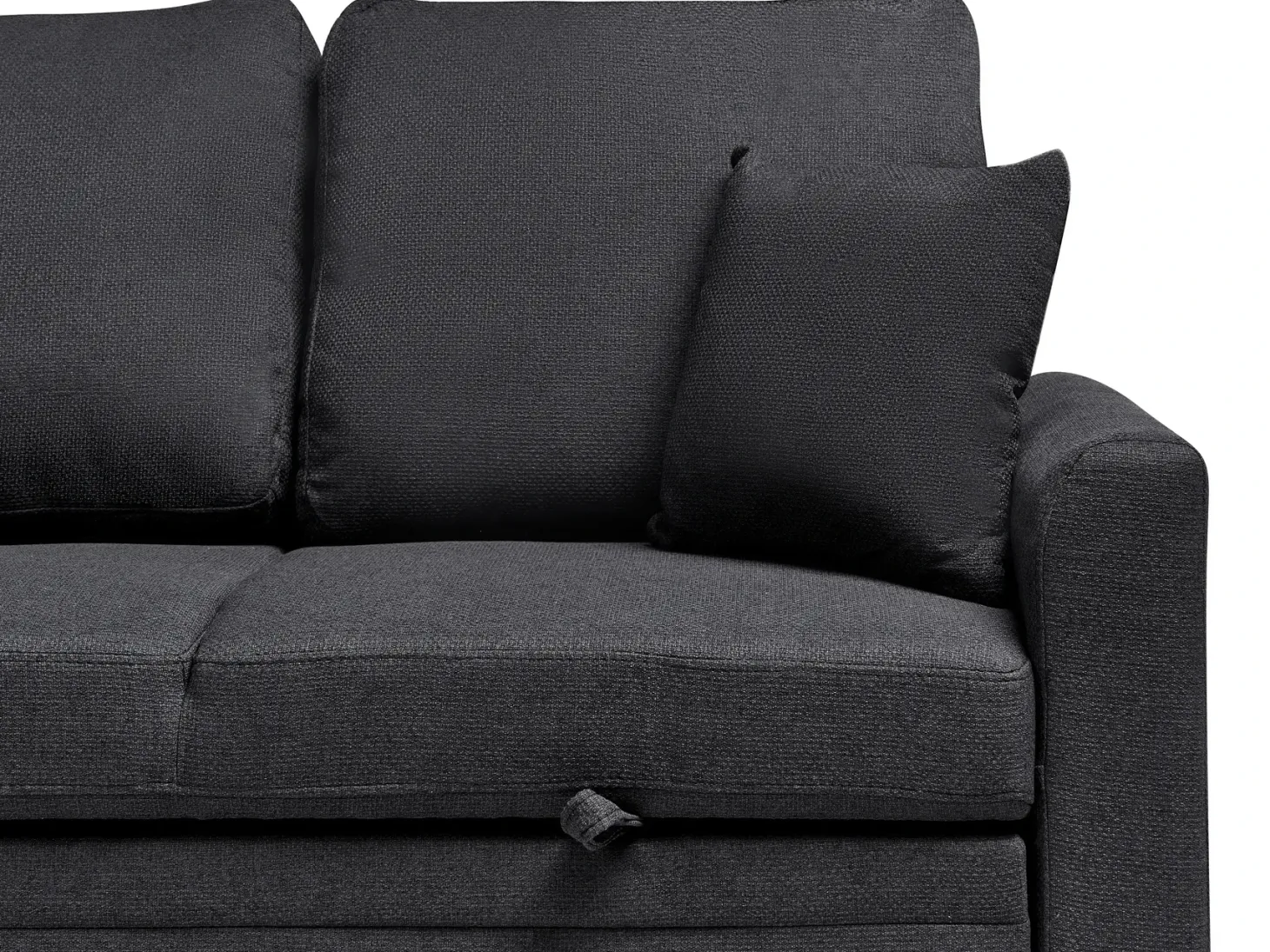 Hjørnesovesofa 3 personers NASSJO Kunstlinned Sort Højrevendt