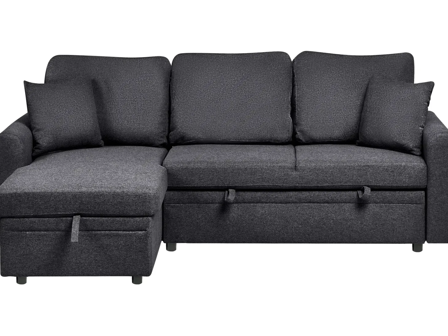 Hjørnesovesofa 3 personers NASSJO Kunstlinned Sort Højrevendt