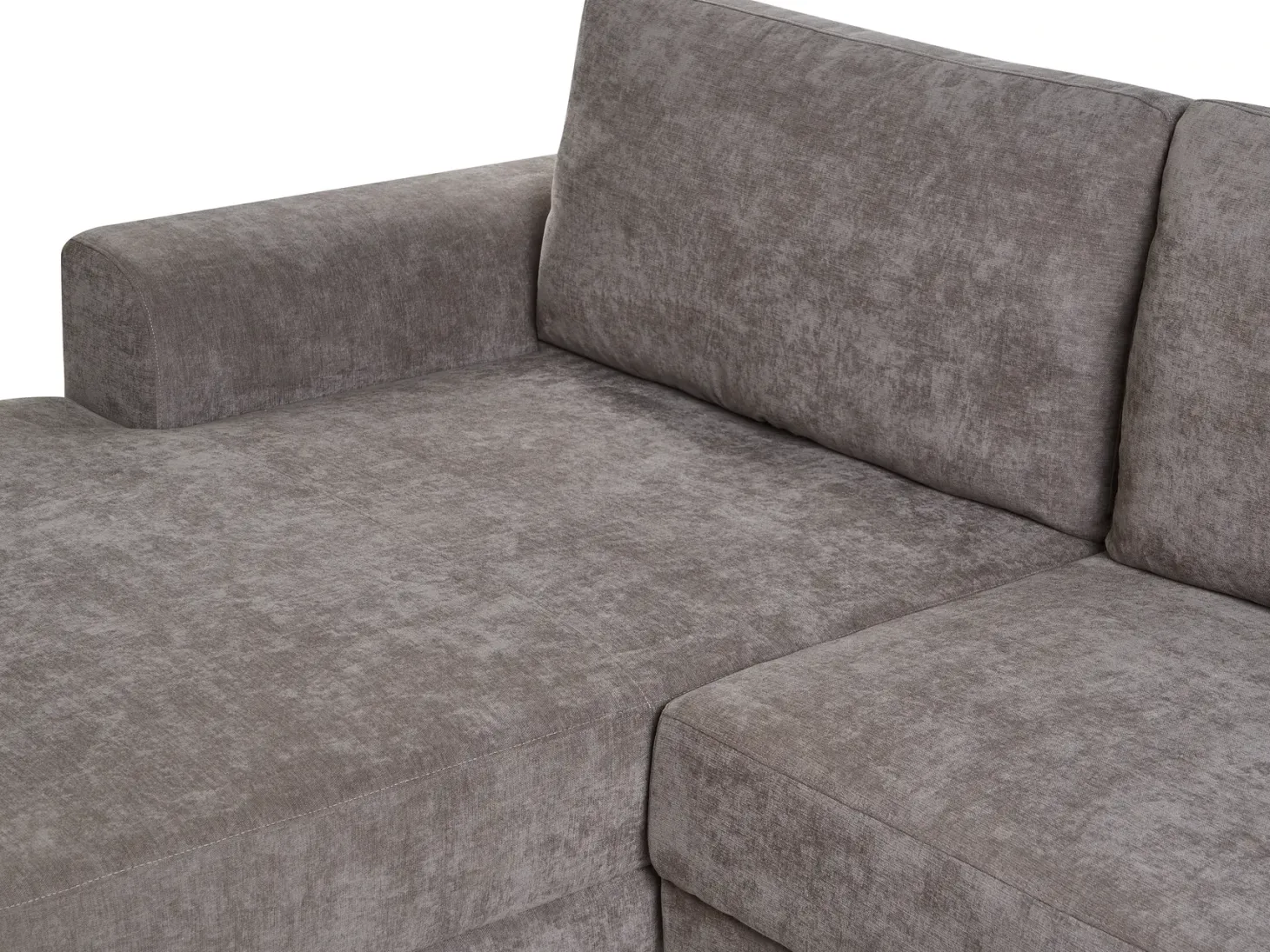 Hjørnesovesofa 3 personers NUBORG Chenille Brungrå med opbevaring Venstrevendt