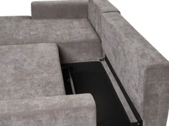 Hjørnesovesofa 3 personers NUBORG Chenille Brungrå med opbevaring Venstrevendt