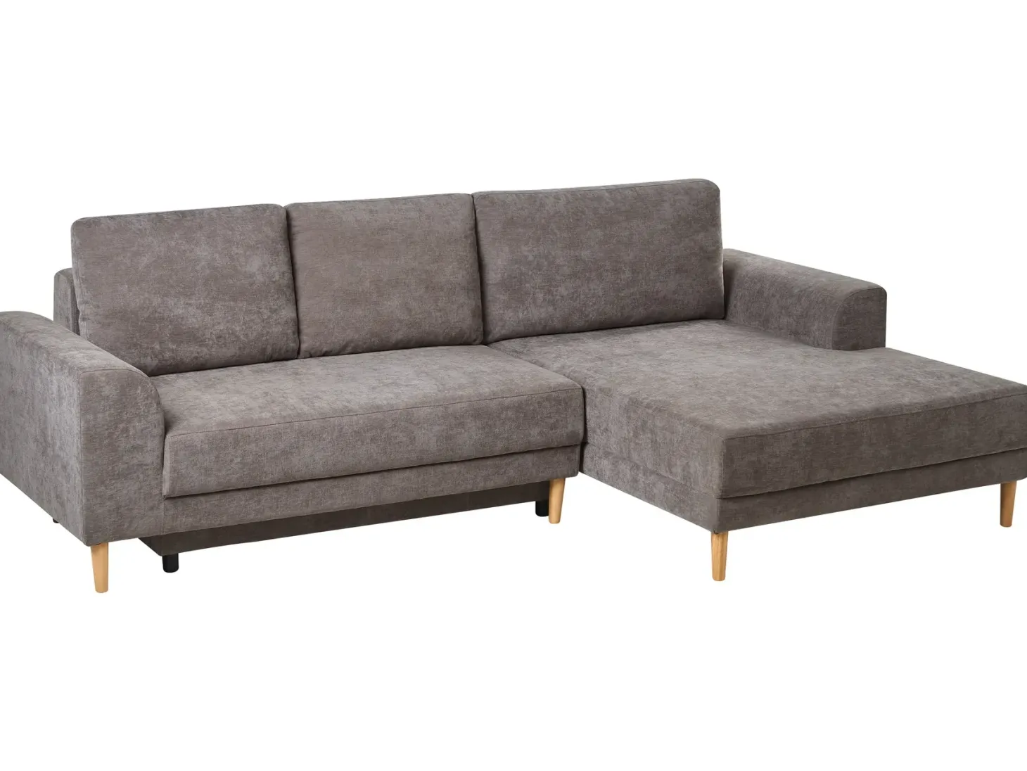 Hjørnesovesofa 3 personers NUBORG Chenille Brungrå med opbevaring Venstrevendt