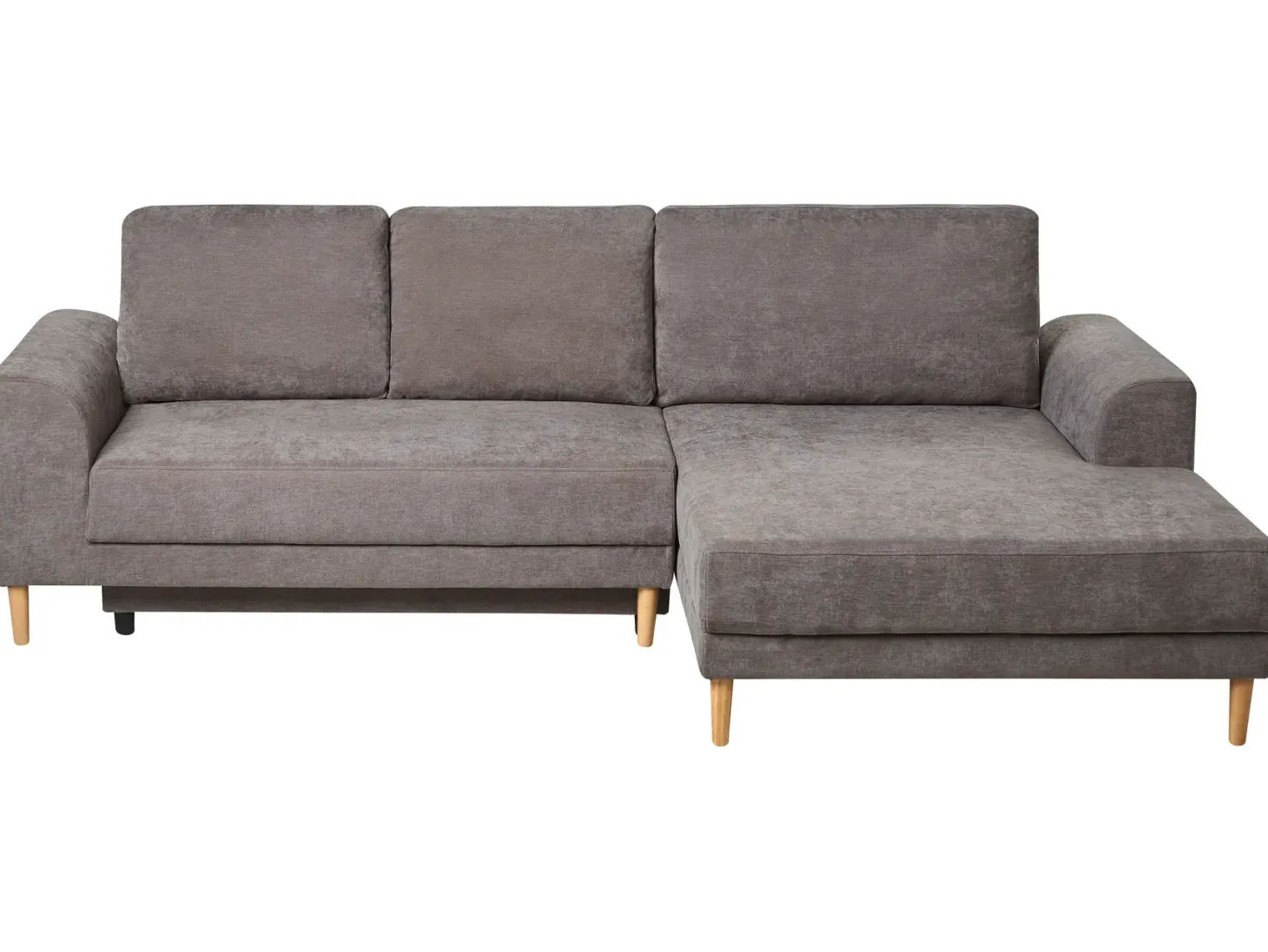 Hjørnesovesofa 3 personers NUBORG Chenille Brungrå med opbevaring Venstrevendt