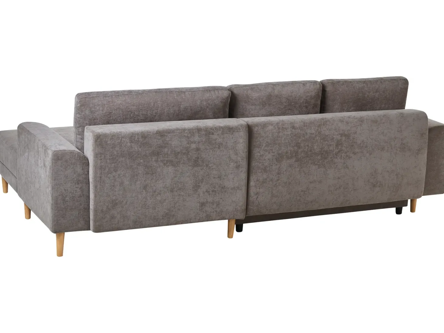 Hjørnesovesofa 3 personers NUBORG Chenille Brungrå med opbevaring Venstrevendt