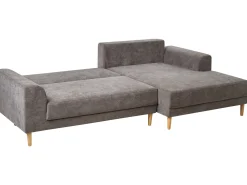 Hjørnesovesofa 3 personers NUBORG Chenille Brungrå med opbevaring Venstrevendt