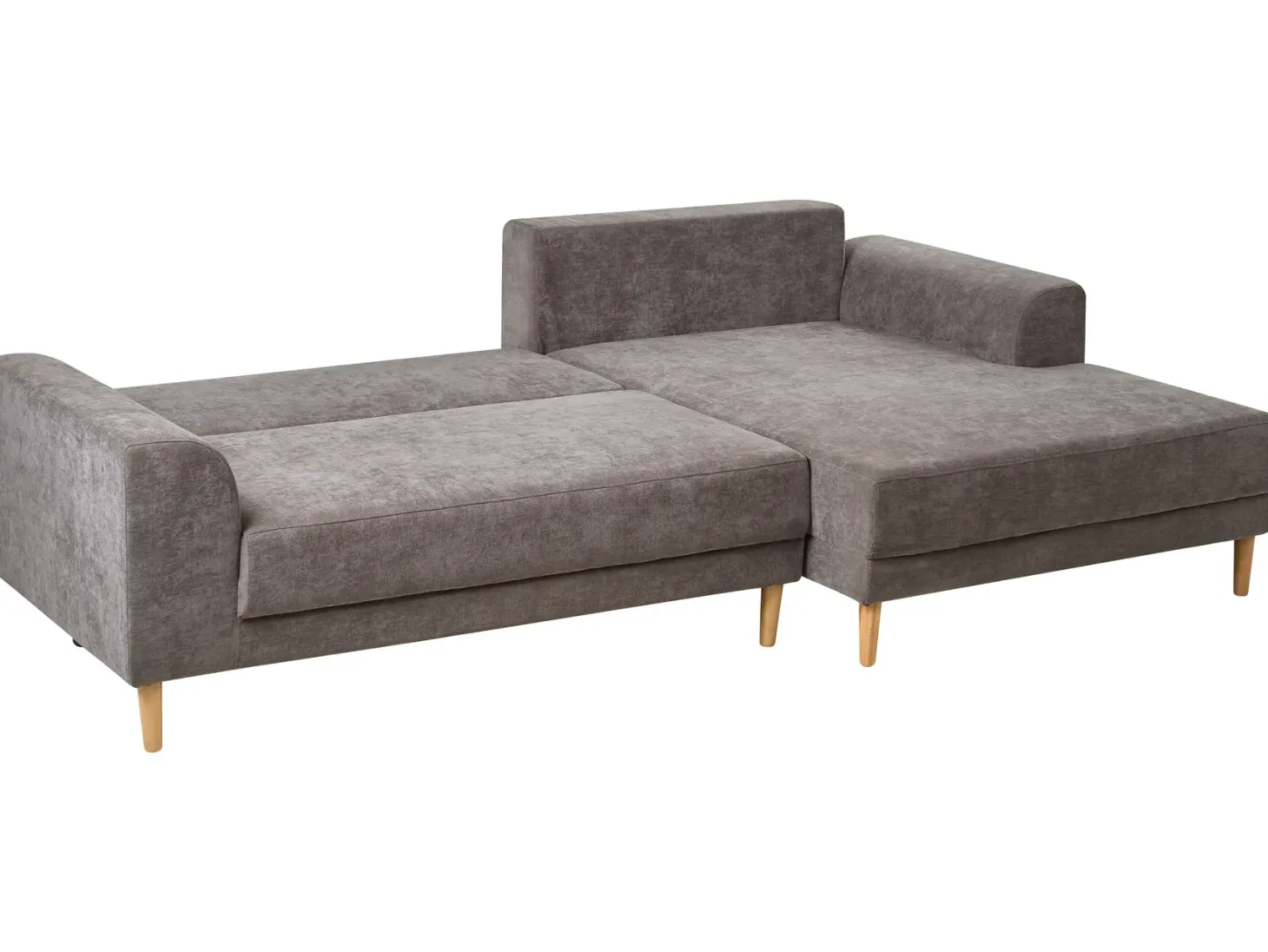 Hjørnesovesofa 3 personers NUBORG Chenille Brungrå med opbevaring Venstrevendt