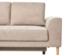 Hjørnesovesofa 3 personers NUBORG Chenille Lysebrun Venstrevendt