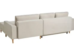 Hjørnesovesofa 3 personers NUBORG Chenille Lys Beige Venstrevendt