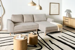 Hjørnesovesofa 3 personers NUBORG Chenille Lys Beige Venstrevendt