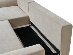Hjørnesovesofa 3 personers NUBORG Chenille Lys Beige Venstrevendt
