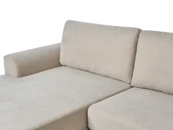 Hjørnesovesofa 3 personers NUBORG Chenille Lys Beige Venstrevendt