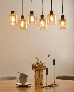 Hængelampe med 6 lys KITARE Glas Beige