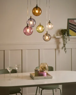 Hængelampe med 6 lys TUDDI Glas Multifarvet